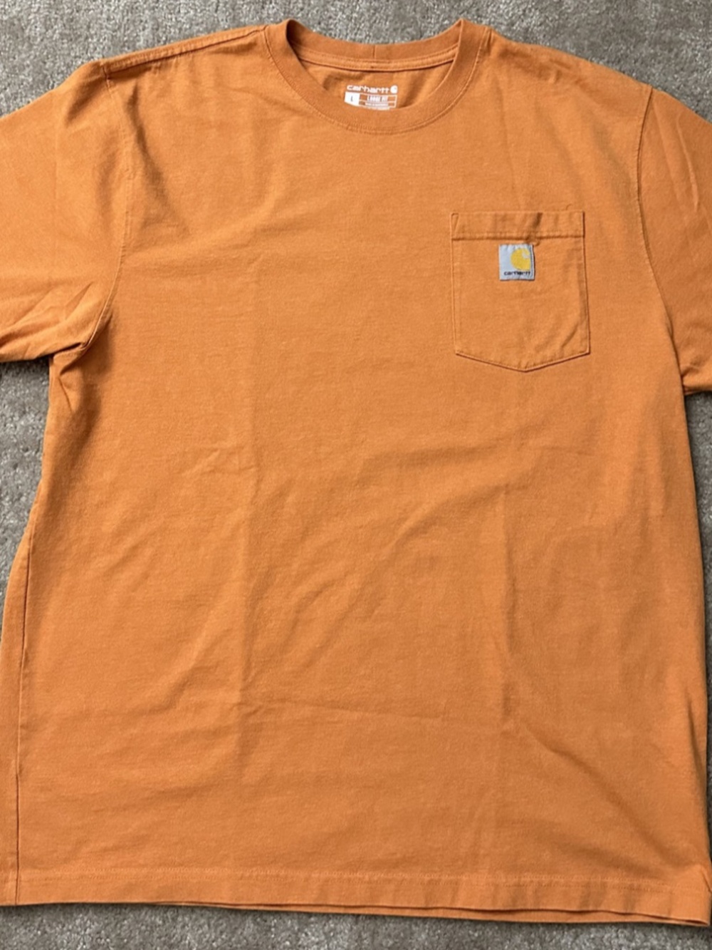 Carhartt Shirt Mens Large Short Sleeve Orange Cream Loose Fit Workwear K87-M